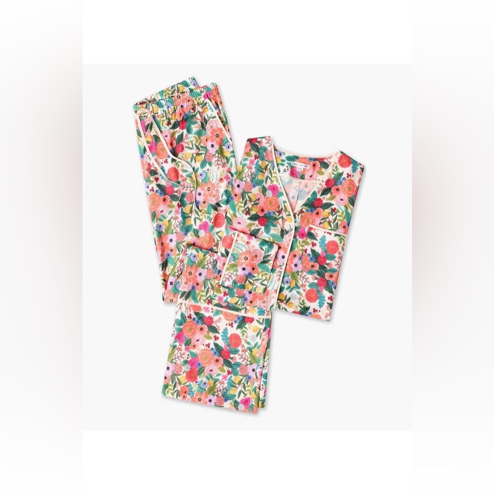 Summersalt Rifle Paper Co Garden Party print sleep shirt and full length pants